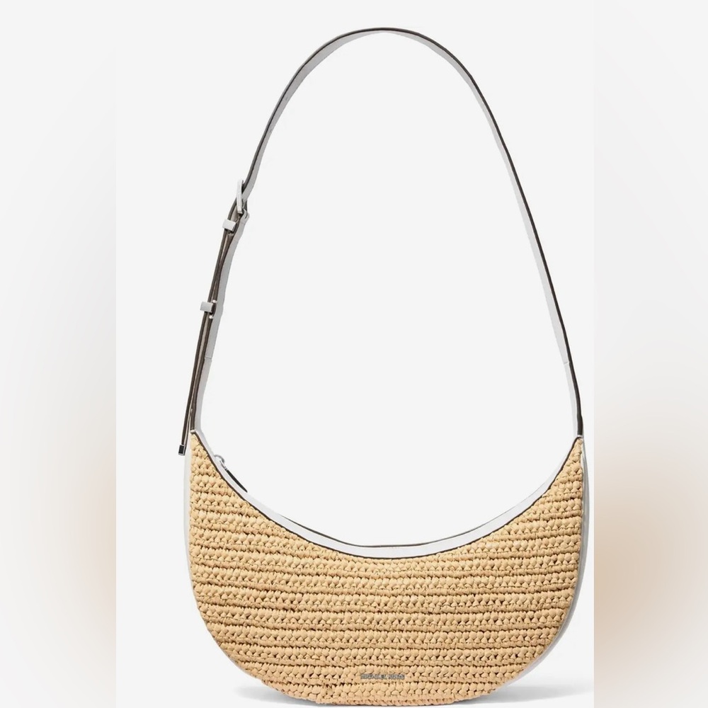 NEW MICHAEL Michael Kors
Avra Medium Hand-Crocheted and Leather Crossbody Bag